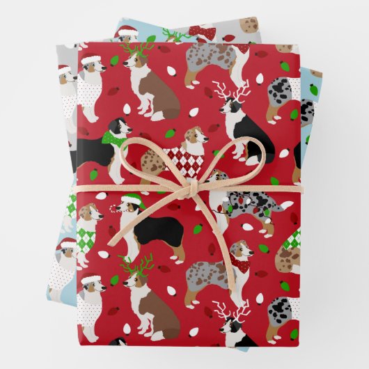 Christmas Australian Shepherd Geschenkpapier Set (Beispiel)