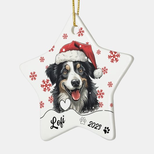 Christmas Australian Shepherd Personalisiert Keramik Ornament (Links)