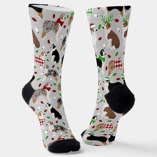 Christmas Australian Shepherd Socken (Gewinkelt)
