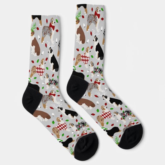 Christmas Australian Shepherd Socken (Rechts)