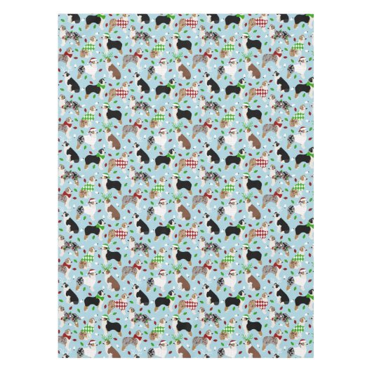 Christmas Australian Shepherd Tablecloth Tischdecke (Vorderseite)