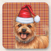 Christmas Australian Terrier Dog Kariert Holiday Getränkeuntersetzer (Vorderseite)