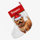 Christmas Australian Terrier Dog Name Woof Großer Weihnachtsstrumpf (Rückseite (Hängend))
