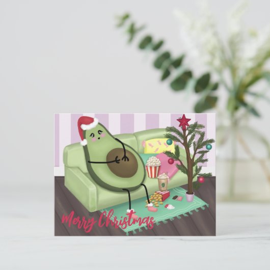 Christmas Avocado Postcard Postkarte (Stehend Vorderseite)