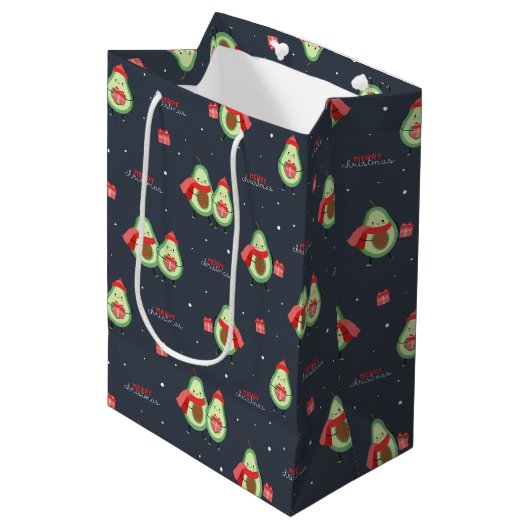 Christmas Avocados Geschenktasche Mittlere Geschenktüte (Vorderseite Schrägansicht)