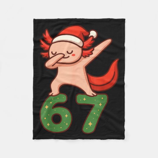 Christmas Axolotl Dabbing 67 Meme Six Seven Funny Fleecedecke (Vorderseite)