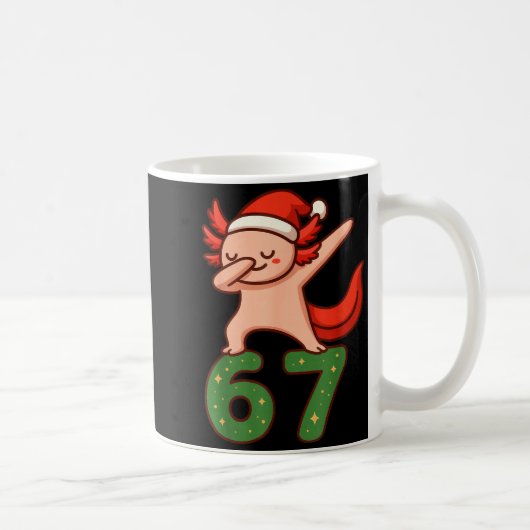 Christmas Axolotl Dabbing 67 Meme Six Seven Funny Kaffeetasse (Rechts)