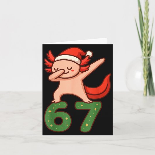 Christmas Axolotl Dabbing 67 Meme Six Seven Funny  Karte (Vorderseite)