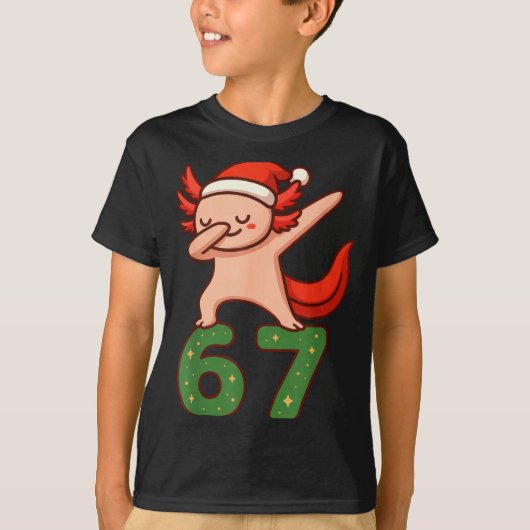 Christmas Axolotl Dabbing 67 Meme Six Seven Funny  T-Shirt (Vorderseite)