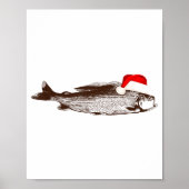 Christmas B Fishing Wearing Santa Hat  Poster (Vorne)