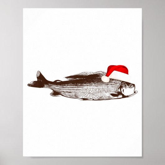 Christmas B Fishing Wearing Santa Hat  Poster (Vorne)