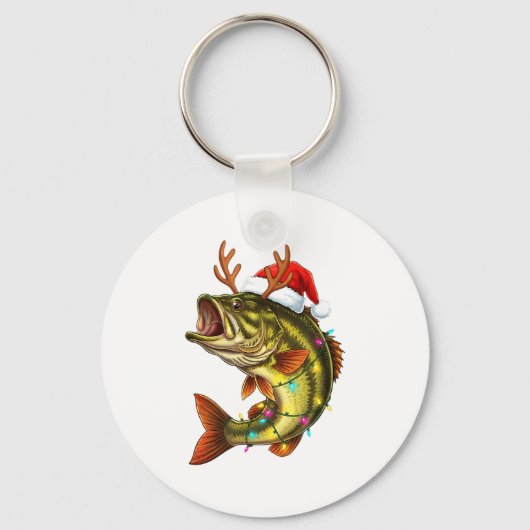 Christmas B Santa Hat With Lights Funny Fishing Xm Schlüsselanhänger (Vorderseite)