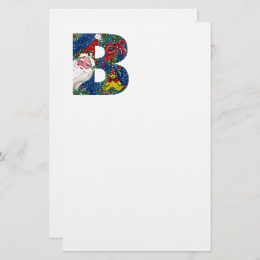 CHRISTMAS B SCHREIBEN / SANTA CLAUS MIT ROtem RIBB Briefpapier (Vorne/Hinten)
