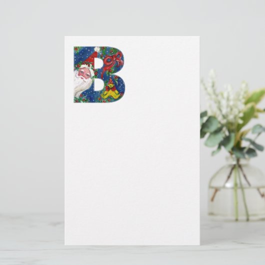 CHRISTMAS B SCHREIBEN / SANTA CLAUS MIT ROtem RIBB Briefpapier (Stehend Vorderseite)