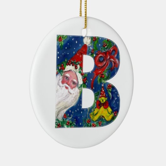 CHRISTMAS B SCHREIBEN / SANTA CLAUS MIT ROtem RIBB Keramik Ornament (Rechts)