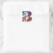 CHRISTMAS B SCHREIBEN / SANTA MIT VIOLIN MONOGRAM RUNDER AUFKLEBER (Tasche)