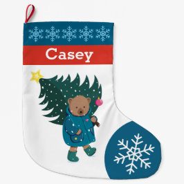 Christmas Baby Bear Christmas Tree Snowflakes.  La Großer Weihnachtsstrumpf