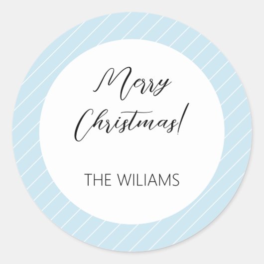 Christmas Baby Blue Simple Modern Geometric Runder Aufkleber (Vorderseite)