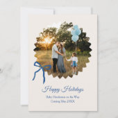 Christmas Baby Boy Ankündigung Blue Bow (Vorderseite)