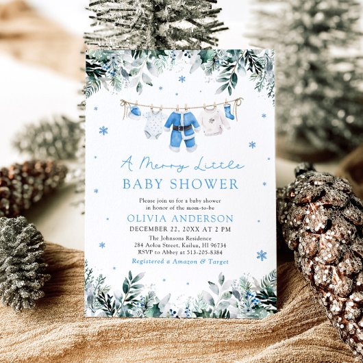 Christmas Baby Boy Blue ein kleines Baby Duschbad Einladung