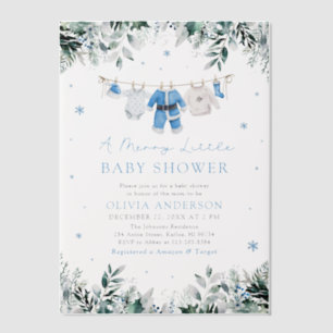 Christmas Baby Boy Blue ein kleines Baby Duschbad Pergament Einladungen