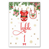 Christmas Baby Clothes Line Table Number Tischnummer (Rückseite)
