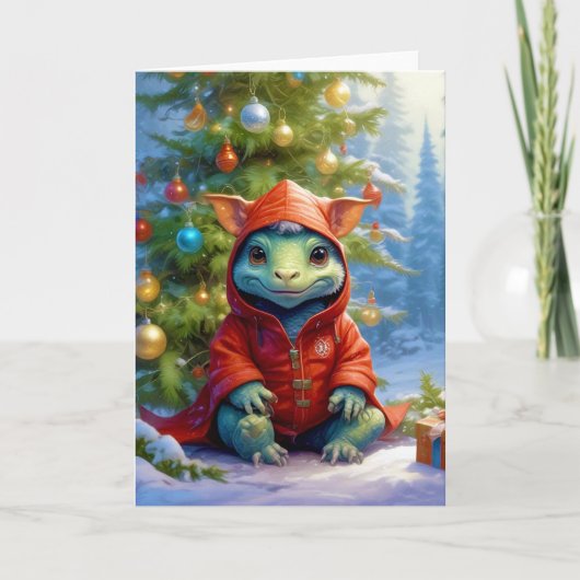 Christmas Baby Dragon Feiertagskarte (Vorderseite)