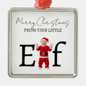 Christmas Baby Elf First Christmas Ornament Aus Metall (Vorne)