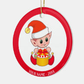 Christmas Baby Elf & Individuelle Name Keramik Ornament (Links)