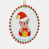 Christmas Baby Elf & Individuelle Name Keramik Ornament (Rechts)