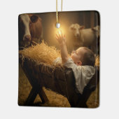 Christmas Baby Jesus In a Manger Keramikornament (Links)