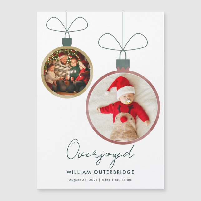 Christmas Baby Photo Birth Announcement Magnet (Vorderseite)