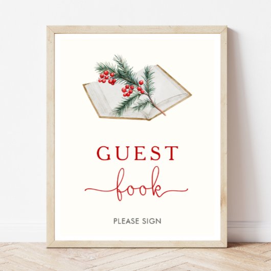 Christmas Baby Shooter Guest Book Sign Poster