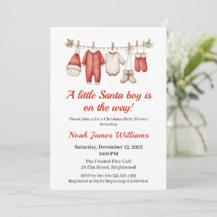 Christmas Baby Shower Boy   Einladung von Santa Ba