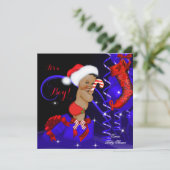 Christmas Baby Shower Boy Red Blue Ethnic Einladung (Stehend Vorderseite)