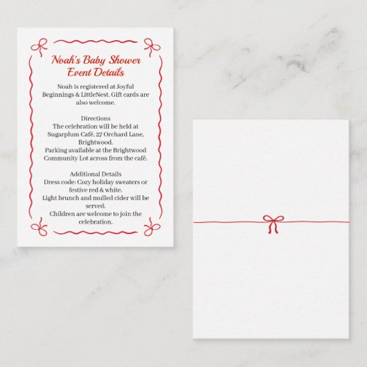 Christmas Baby Shower Boy | Santa Baby Red & White Begleitkarte (Vorne/Hinten)