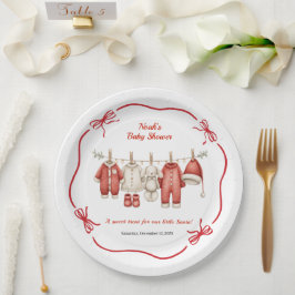 Christmas Baby Shower Boy | Santa Baby Red & White Pappteller