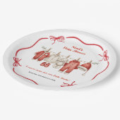 Christmas Baby Shower Boy | Santa Baby Red & White Pappteller (Schrägansicht)