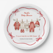 Christmas Baby Shower Boy | Santa Baby Red & White Pappteller (Vorderseite)