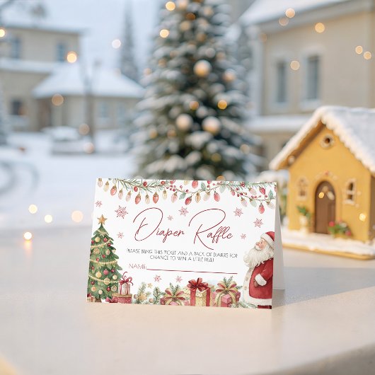 Christmas Baby Shower Diaper Raffle Card Begleitkarte