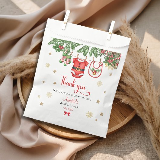 Christmas Baby Shower Favor Bag | Santa Holiday Geschenktütchen