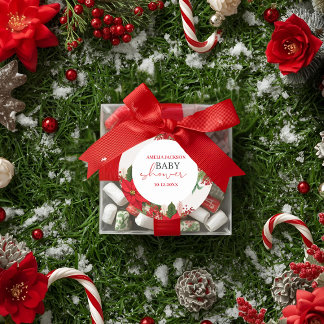 Christmas baby shower festive   runder aufkleber