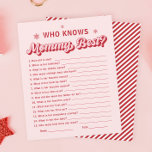 Christmas Baby Shower Game, das Mama Best kennt<br><div class="desc">Feiern Sie Ihr Weihnachtsduschthema mit unserem personalisierten, rosafarbenen Weihnachtsduschenspiel "Who Knows Mommy Best"! Ideal für die Babydusche im Winter. Dieses Spiel macht jede Ansammlung Spaß. Es ist eine der besten Ideen für Babydusche, die Gäste zum Lachen bringen, während sie über die Mutter, die sie sein soll, raten. Mit festlichen Ideen...</div>