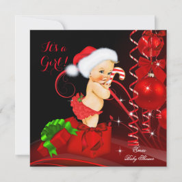 Christmas Baby Shower Girl Red Black Blonde Einladung