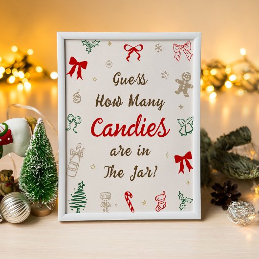 Christmas Baby Shower Guess How Many Candies Poster