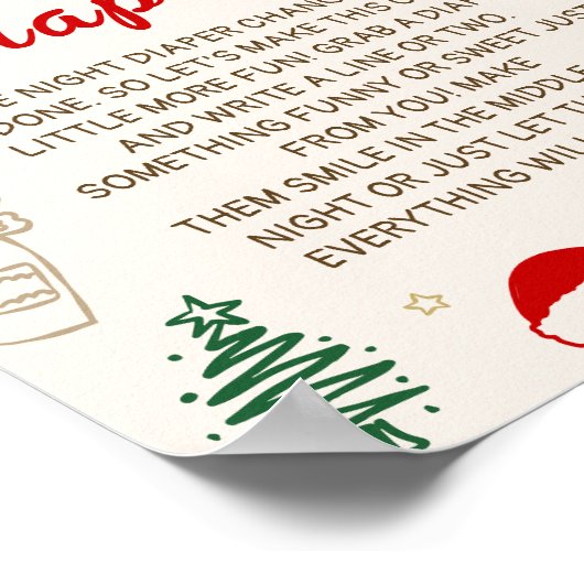 Christmas Baby Shower Late Night Diapers Poster (Ecke)