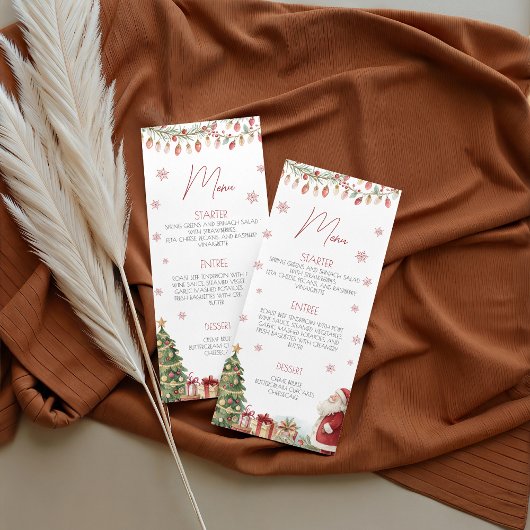 Christmas Baby Shower Menu Card Menükarte