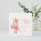 Christmas Baby Shower Pink Nutcracker Thank You Dankeskarte (Stehend Vorderseite)