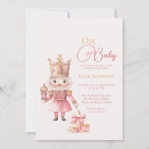 Christmas Baby Shower Pink Nutcracker Watercolor