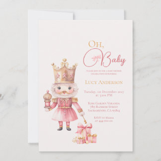 Christmas Baby Shower Pink Nutcracker Watercolor  Einladung